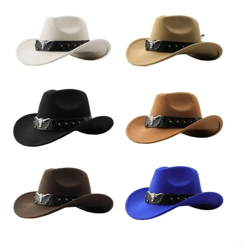 

F3KC Fashionable Cowboy Hats Adjustable Band Detail Party Outfit Matching Outdoor
