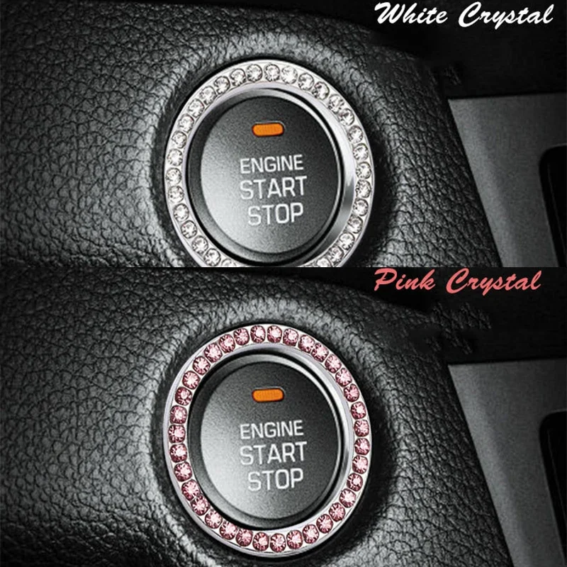 Cover Crystal Decor Car One-click Start stop Ignition Button Decoration Rhinestone Car Interior Protective Cover Car Accessories - Image 5