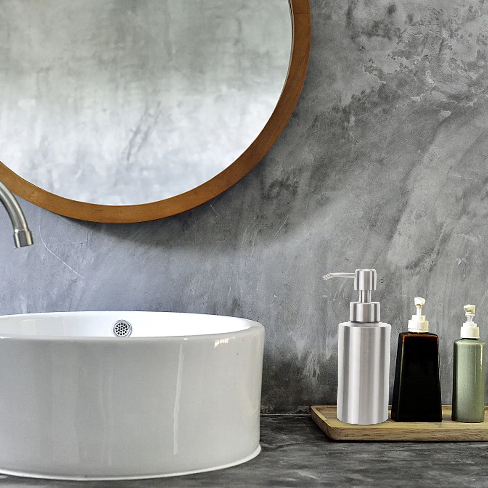 

304 Stainless Steel Soap Dispenser Liquid Soap Pump for Bathroom Kitchen Lotion Shampoo Hand Wash Dishwashing Detergent 220Ml
