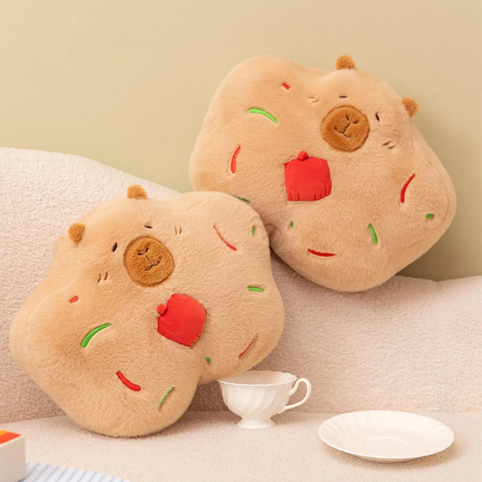 Capibara de peluche de juguete, galleta navideña, pan de jengibre, capibara, juguete de peluche de 13,8 pulgadas, figura suave, muñeca para coche, adultos, niñas, niños