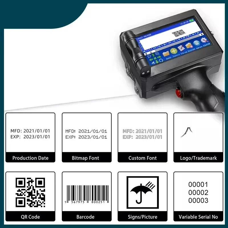 Handheld 25.4mm inkjet printer Universal quick-drying ink cartridge Label coding machine sprays various materials label printer