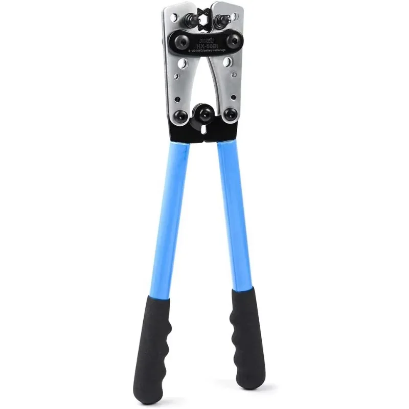 Battery Cable Lug Crimping Tool for 8, 6, 4, 2, 1, 1/0 AWG Heavy Duty Wire Lugs with Wire Shear Cutter