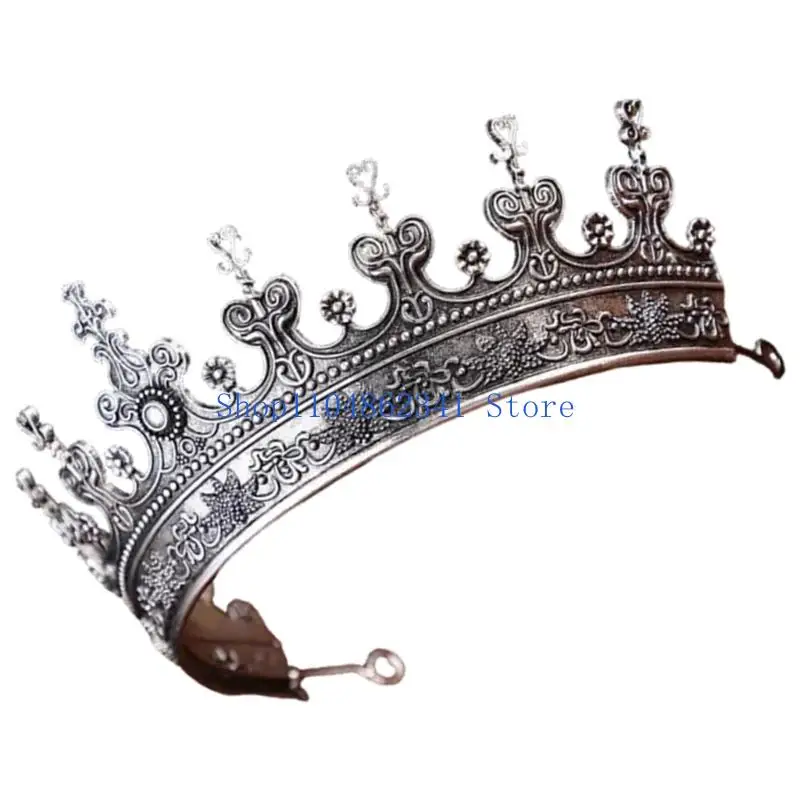 5ASD Baroque Tiaras العصابات المعدنية Crownpiece للعروس حفل الزفاف لتيجان مناسبة رسمية ملحقات رأس المأب