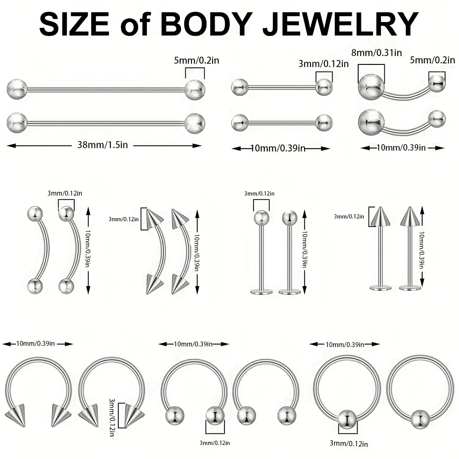 All Body Piercing Jewelry and Tool Septum Forceps Clamp and 316L Stainless Steel Piercing Needles For Woman Man