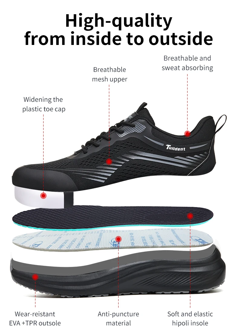 Sicherheitsschuhe, Arbeitsschuhe mit Schutz gegen Quetschungen und Durchstiche, Isolierte Schuhe, Leichte und Modische Schutzstiefel – Detail 4