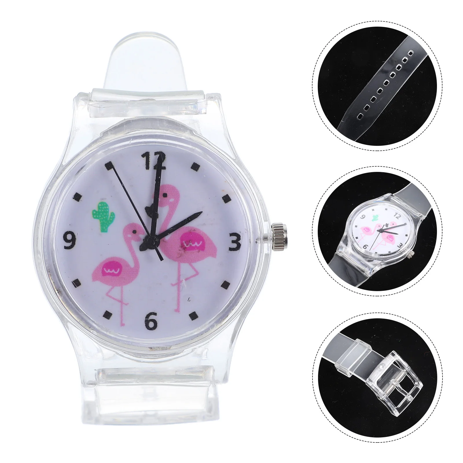 1 قطعة ساعة فلامنغو سيليكون كوارتز ساعة هدية عيد ميلاد للطلاب رائعتين مقاوم للماء تصميم متين إبداعي #3