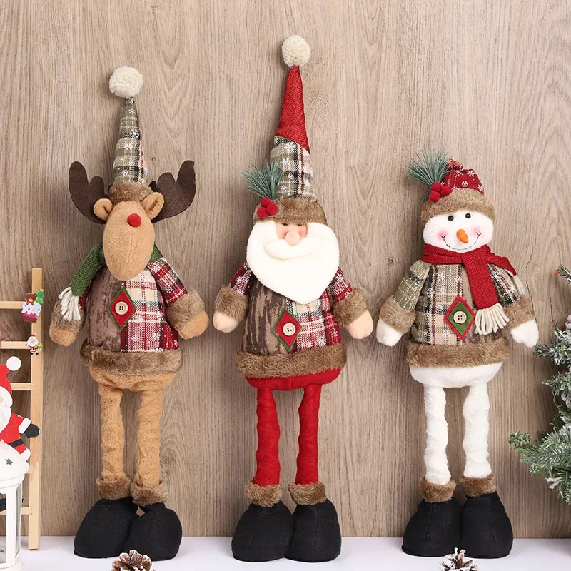 New Christmas Retro Snowflake Checkered Fabric Stretch Doll Christmas Decoration Decoration Decoration Ornament