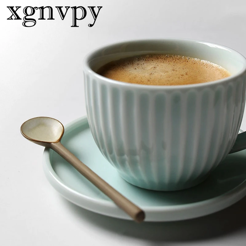 xgnvpy Stoneware Ceramic Vintage Coffee Mug 4.5 Inch Long Handle Mixing Yogurt Milk Small Tea Cup Afternoon Beverage Vessel