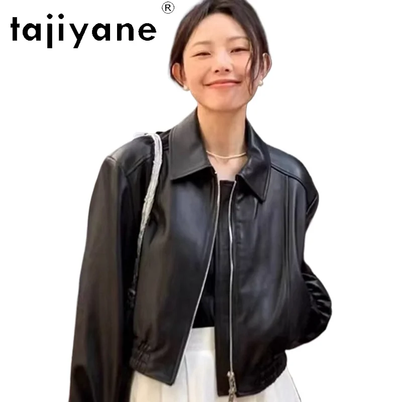 

TAJIYANE Real Sheepskin Genuine Leather Jacket Women Fall Clothes 2024 Black Casual Short Jackets New in Coats дубленка женская