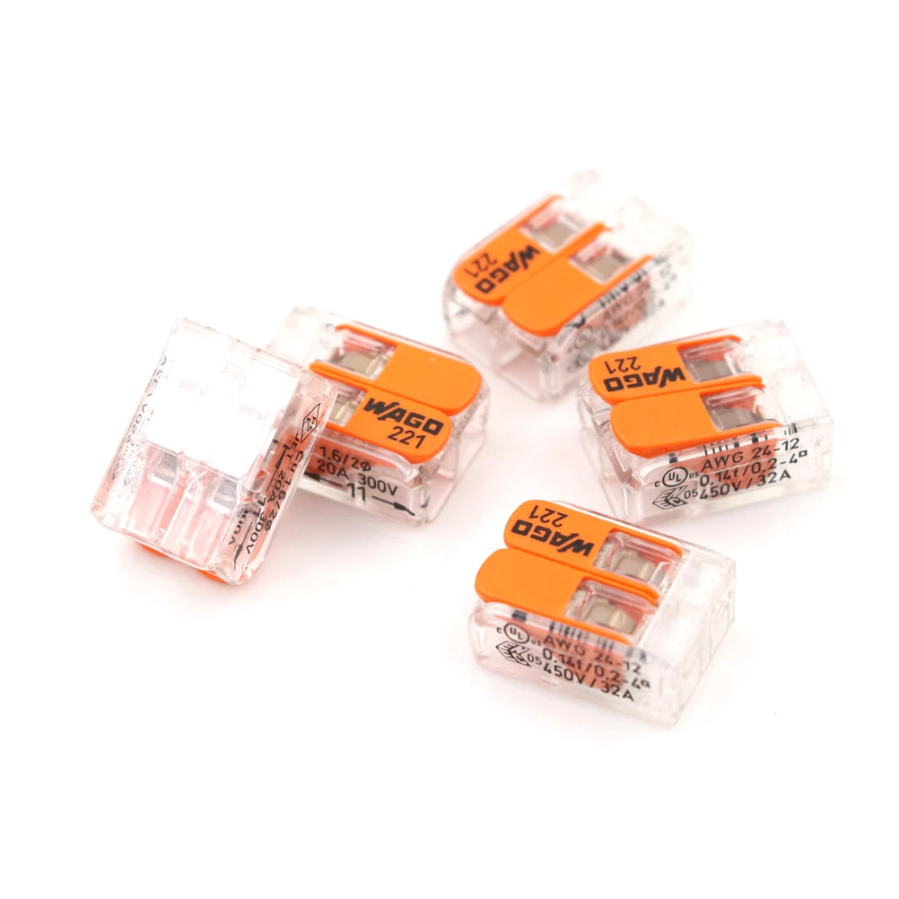 Wago 221-412 LEVER-NUTS 2 Condutor Conector Compacto 10 PK Fio De Cobre Junção Conector Terminal De Fio Reutilizável