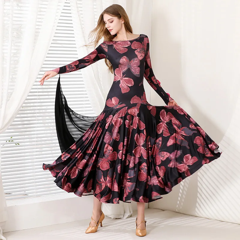 Spódnica do tańca towarzyskiego Waltz Women Design Printing Tango Ballroom Dance Dress Lady Advanced Standard Ballroom Dance Dresses