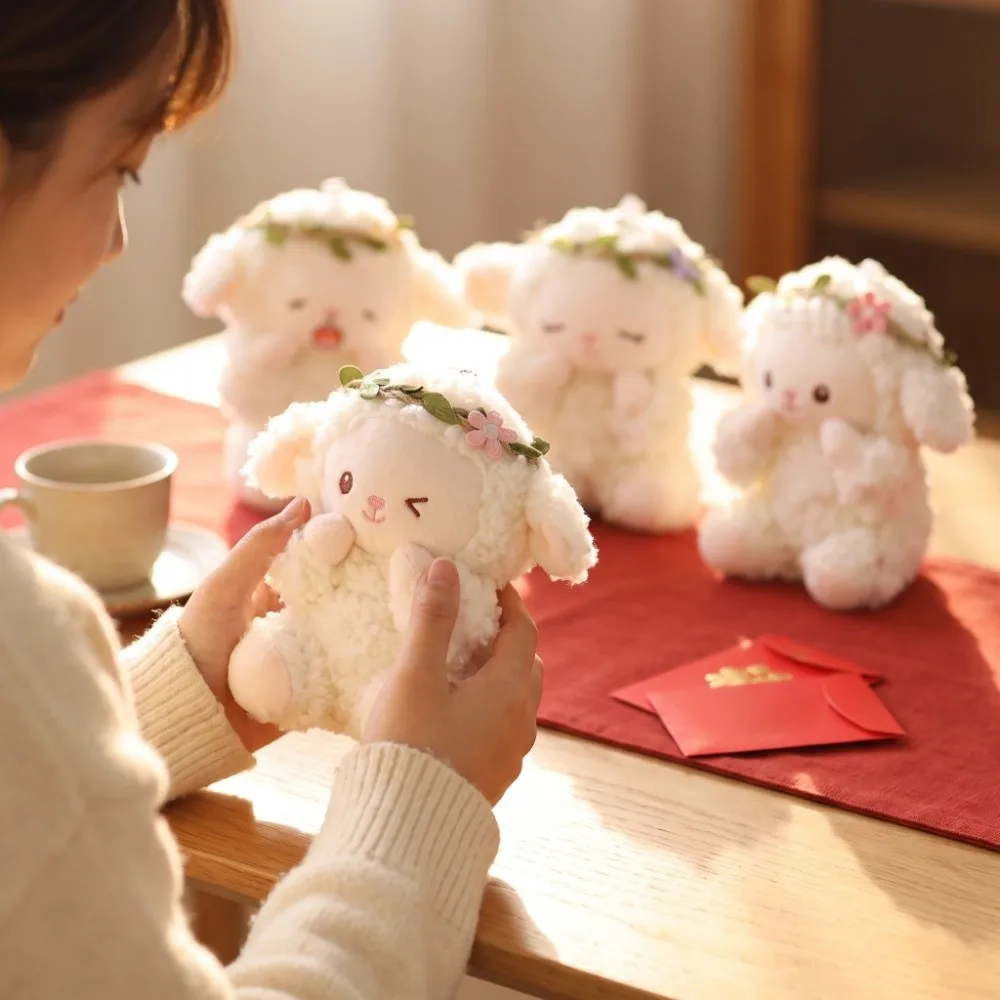Wreath Flower Mini Sheep Plush Keychain Cartoon Lamb Sheep Plush Pendant Soft Sheep Soft Lamb Doll Ornament - view 2