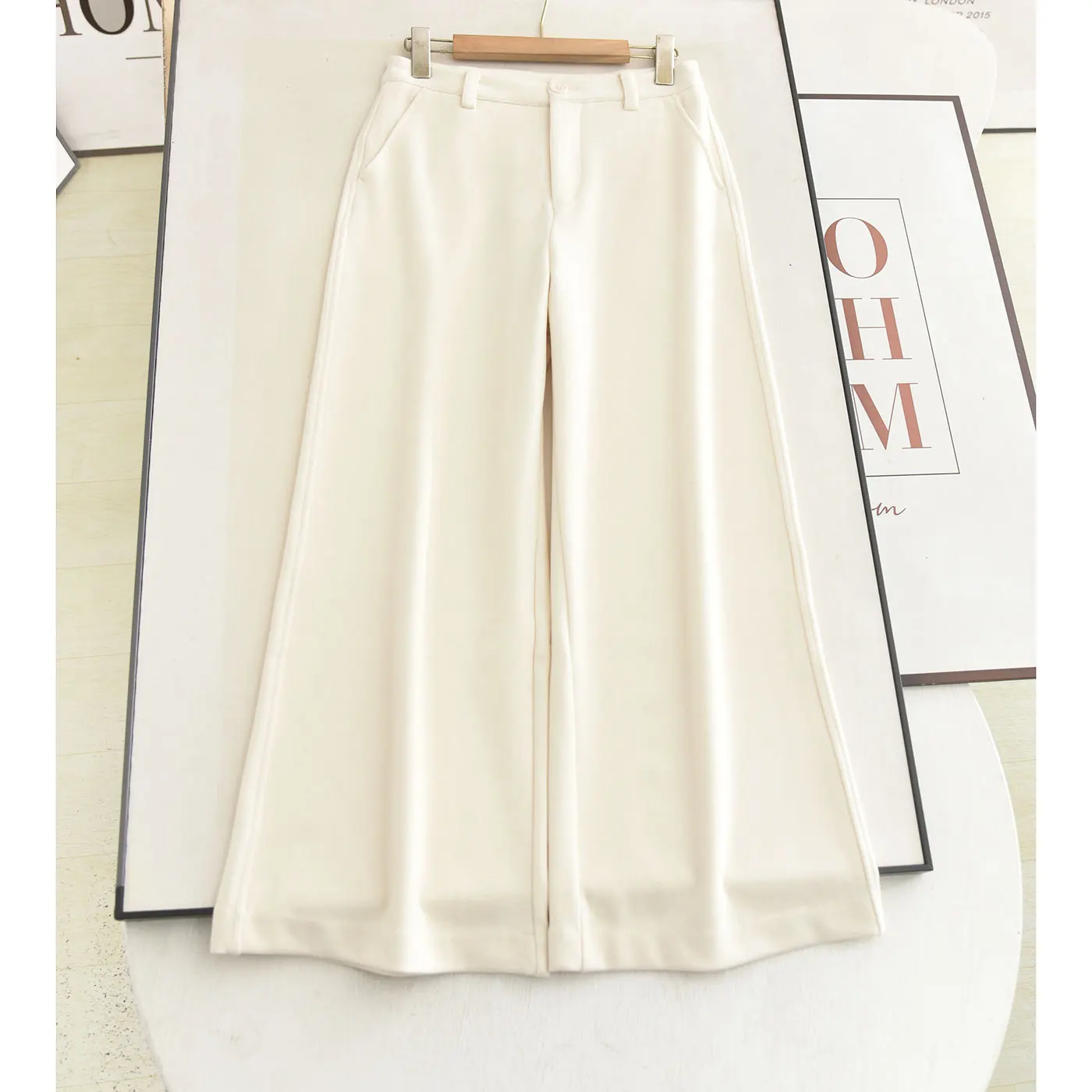 

Утягивающие широкие брюки с высокой талией, универсальные повседневные брюки цвета хаки с драпировкой для женщин, длинные брюки