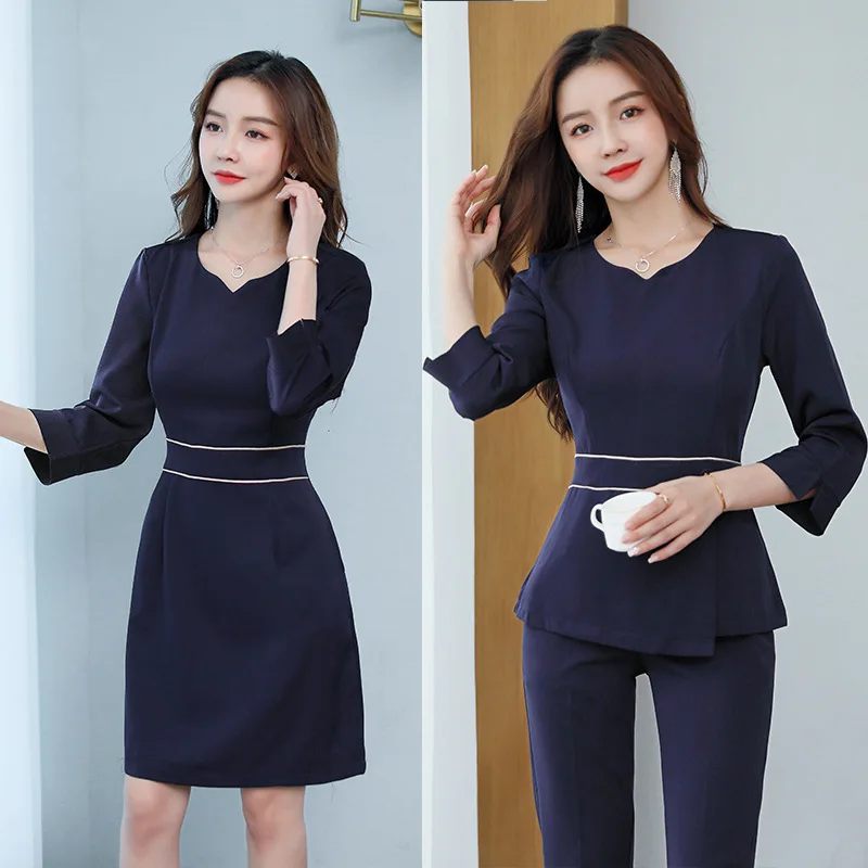 زي نسائي جمالي بأكمام قصيرة ، بدلة صالون تجميل ، سبا ، ملابس تجميل ، فندق ، ملابس مساج ، وزرة كورية ، صيف