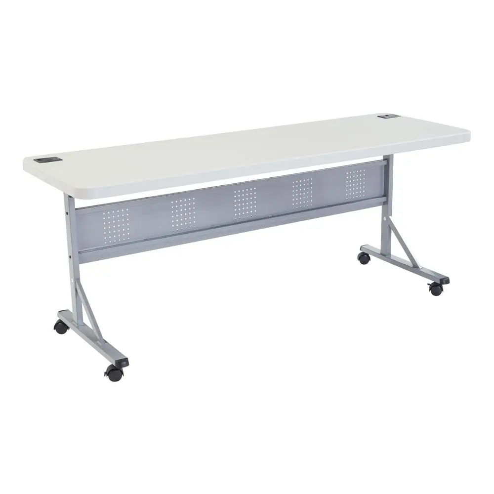 

NPS BPFT Series FlipNStore 72 W x 24 D Training Room Table, with Wheels, Speckled Gray BPFT2472