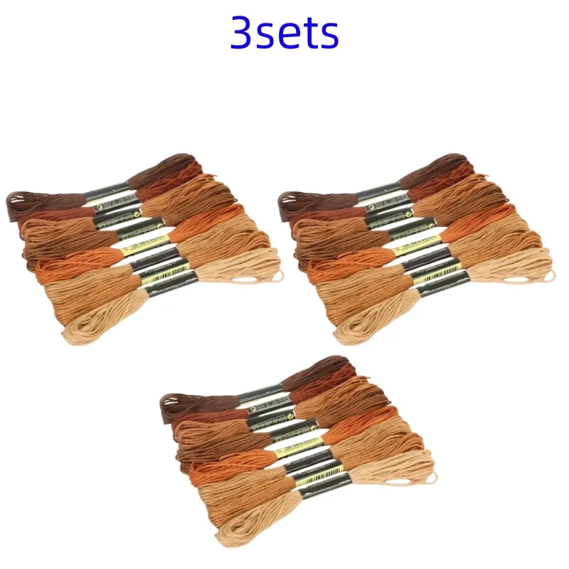 8lot 7.5m Silk Line Cotton Cross Stitch Thread Sewing Kit