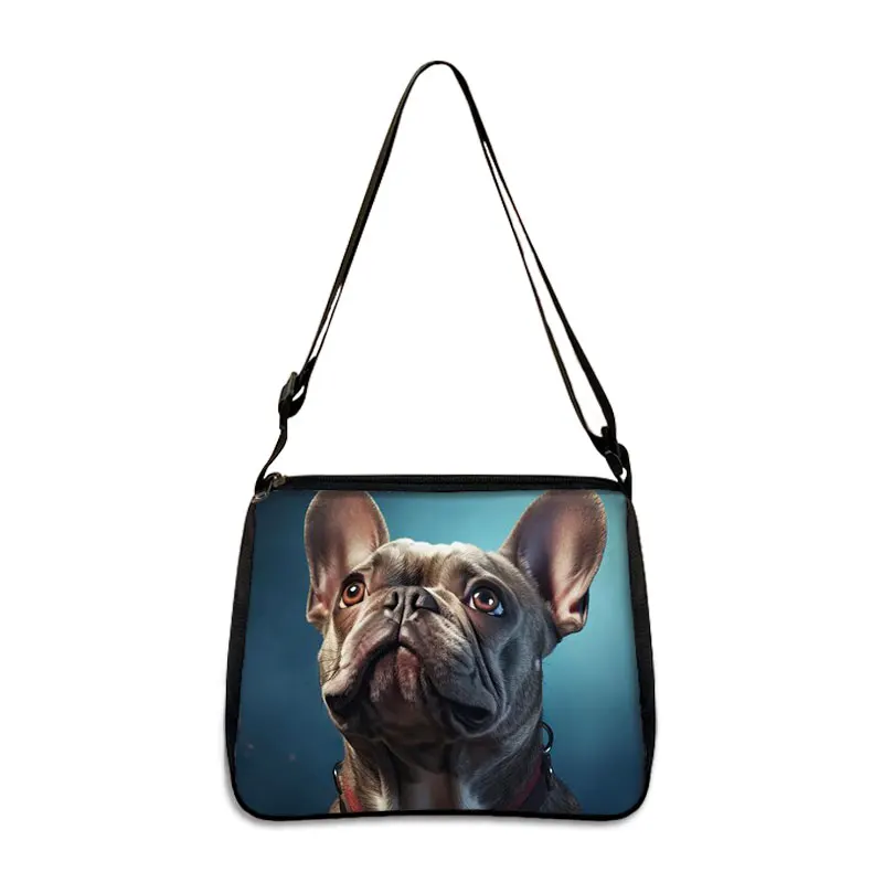 Cute French Bulldog Print Shoulder Bag Colorful Bull Dog Handbag Women Messenger Bag Phone Holder Daily Outdoor Travel Bag