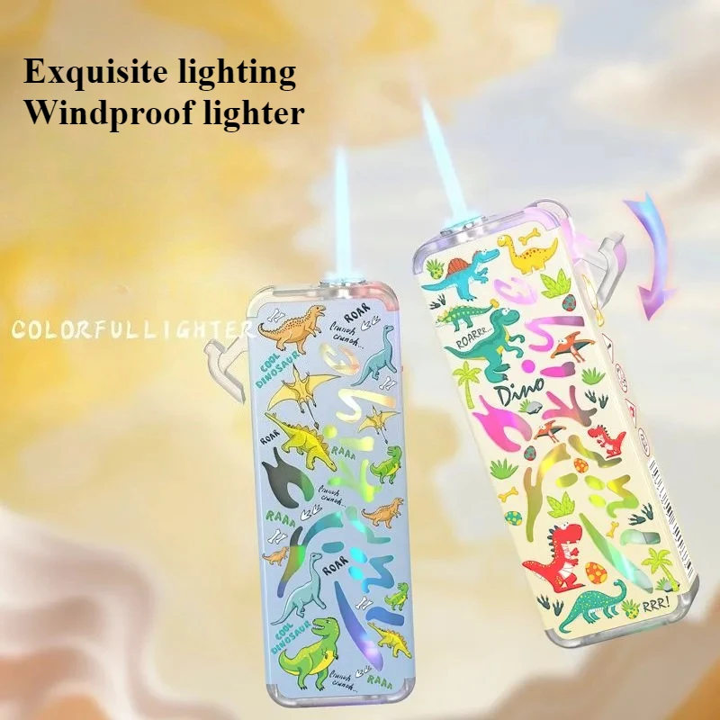 

Cartoon Cool Light Metal Lighter Windproof Blue Jet Flame Refillable Durable Butane Lighters Outdoor Survival Tool for Wholesale