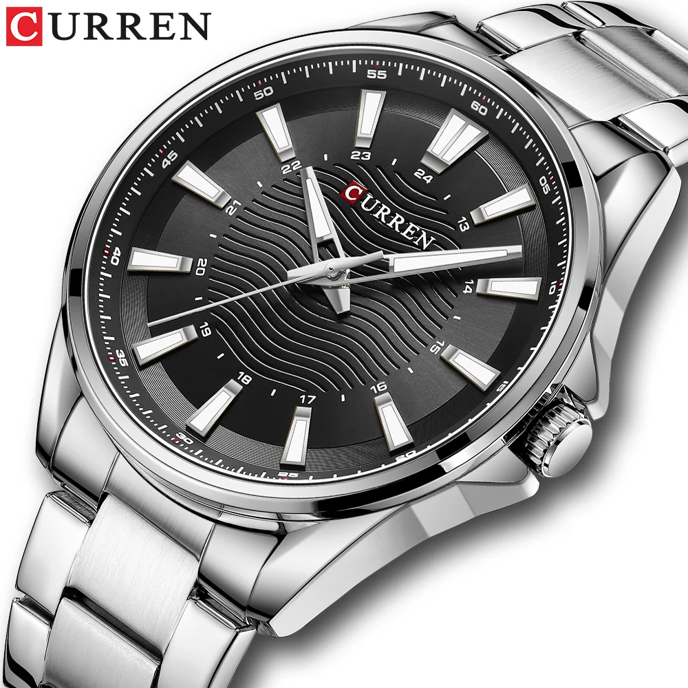 CURREN New Fashion Men's Top Brand Luxury Quartz Watch Men Stainless Steel Waterproof Sports Luminous Clock Relogio masculino