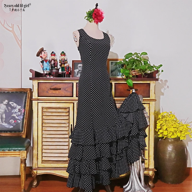 Spanish Dance Dress Flamenco Practice Skirt Wear Women GG04