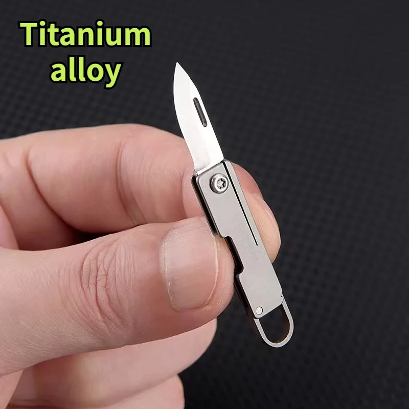 NEW Mini Titanium Alloy Pocket Sharp Portable Mini Folding Knife Portable Keychain Pendant Unboxing and Unpacking Courier Knife