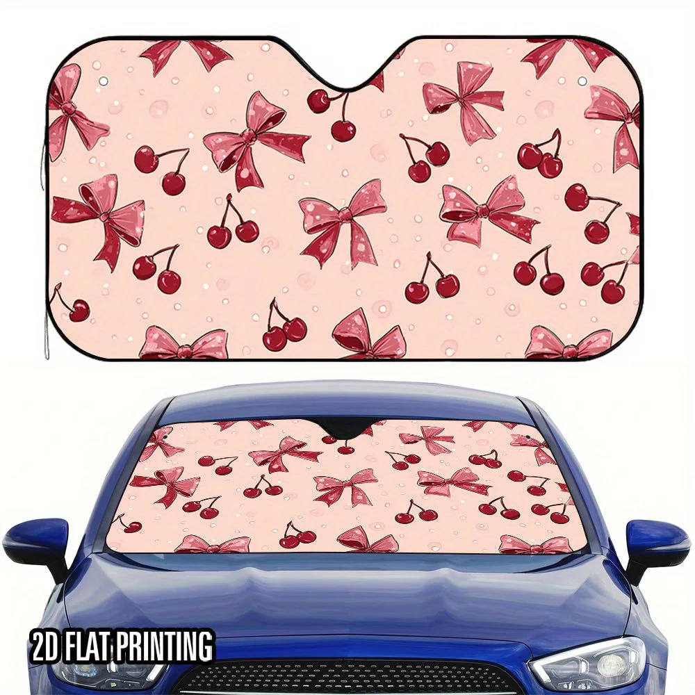 

1 шт. 2D автомобильный солнцезащитный козырек с плоскими розовыми бантиками и вишней — складной и компактный, сохраняет прохладный автомобиль, идеально подходит для внедорожников, Sed