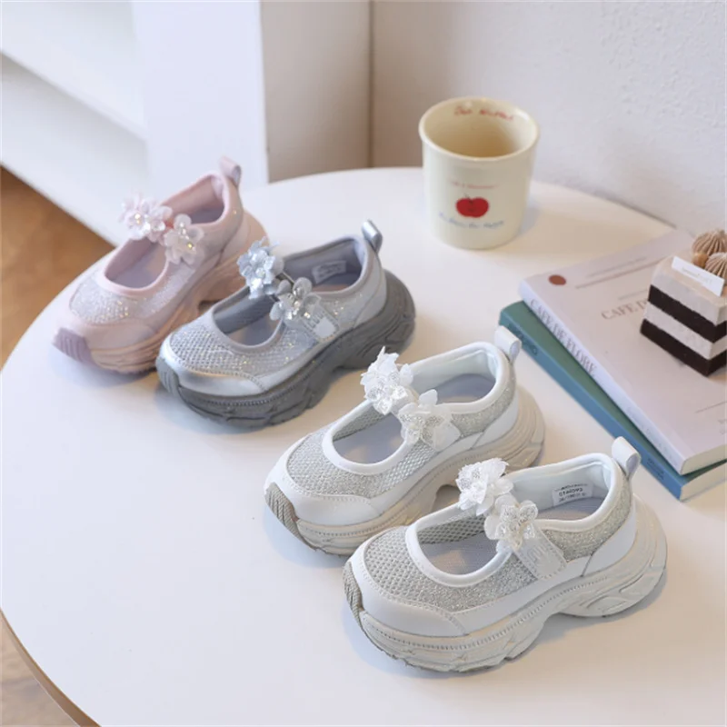 

2026 New Summer Children Shoes Mesh Breathable Flower Kids Casual Shoes Fashion Outdoor Girls Sneakers Size 26-37