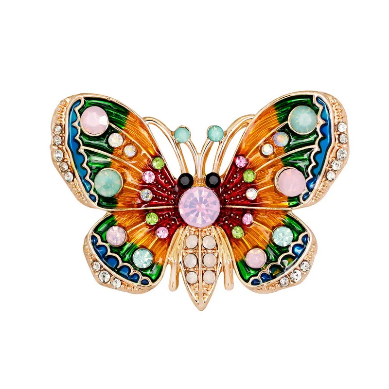 SKEDS Luxury Women Enamel Butterfly Insect Brooches Pins Vintage Crystal Pearl Brooch For Lady Jewelry Clothing Badges Corsage