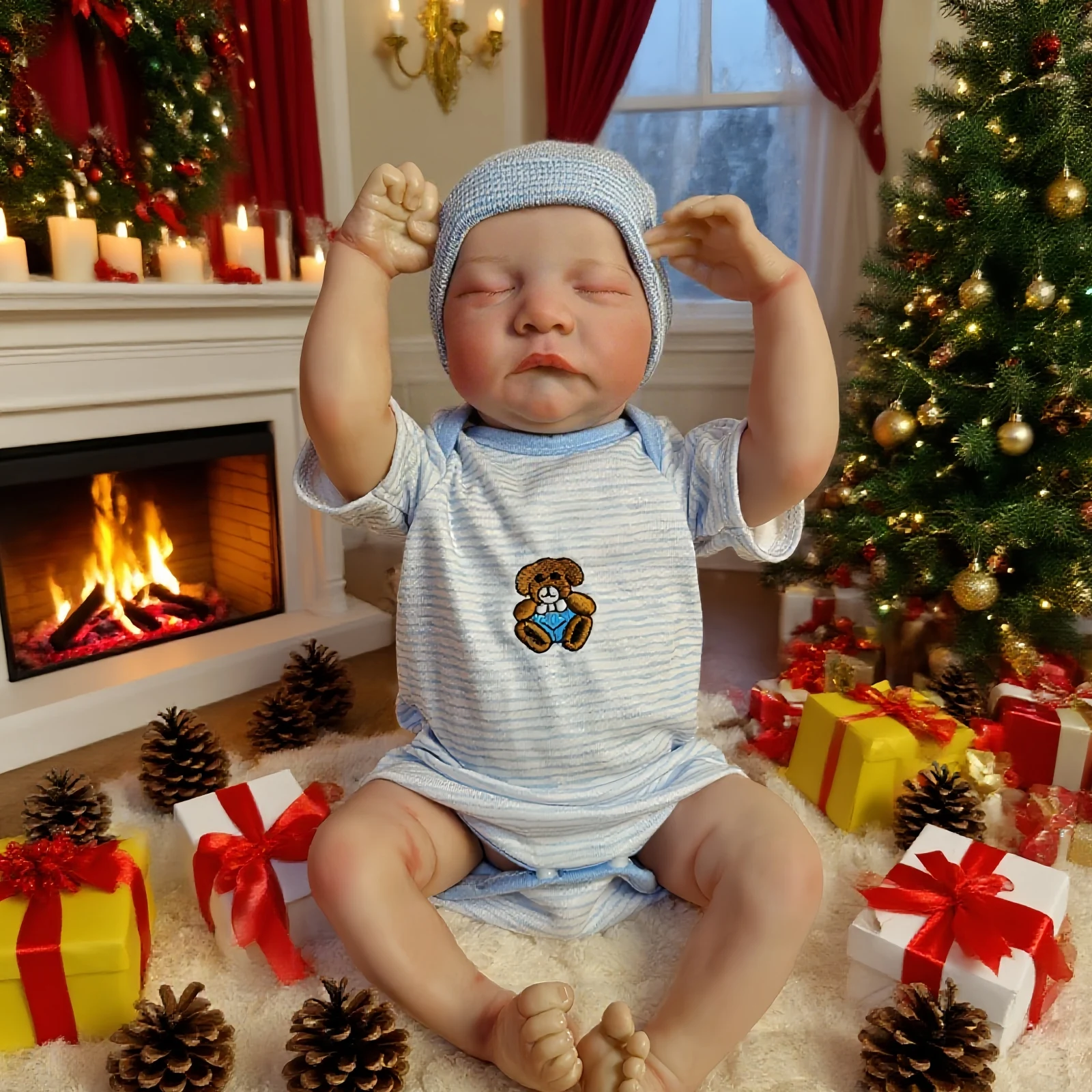 

Реалистичная кукла Levi Reborn 43 см — ручная роспись, силиконовая виниловая кукла BeBe для сна — подарок на день рождения/Рождественский подарок