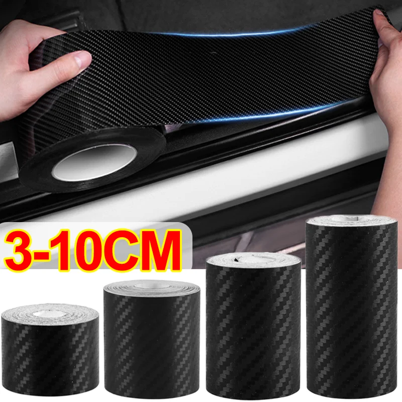 3D Carbon Fiber Car Sticker DIY Vinyl Paste Protector Strip Matte Auto Door Sill Side Mirror Anti Scratch Tape Car Wrap Films