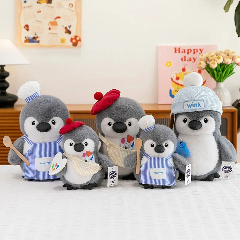 

New 32cm Cute Kawaii Plush Penguin Stuffed Doll Toy for Kids Birthday Gift Soft Pillow Filled Animal Dress Up Plushie Wholesale