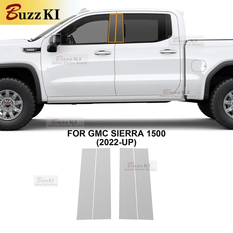 for GMC Sierra 1500 2022-2025 Car Headlight Rearview Film B Pillars Transparent Black Anti-scratch Paint Protection Repair Film