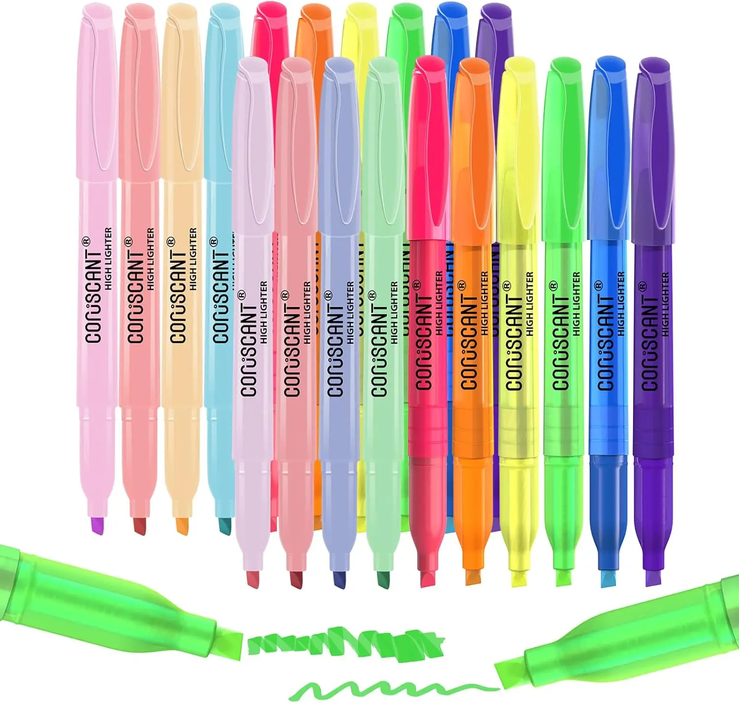 

20 Pack Assorted Colors Highlighters Set, Chisel Tip Quick-Dry No Bleed for Bible Study Journal Office Supplies