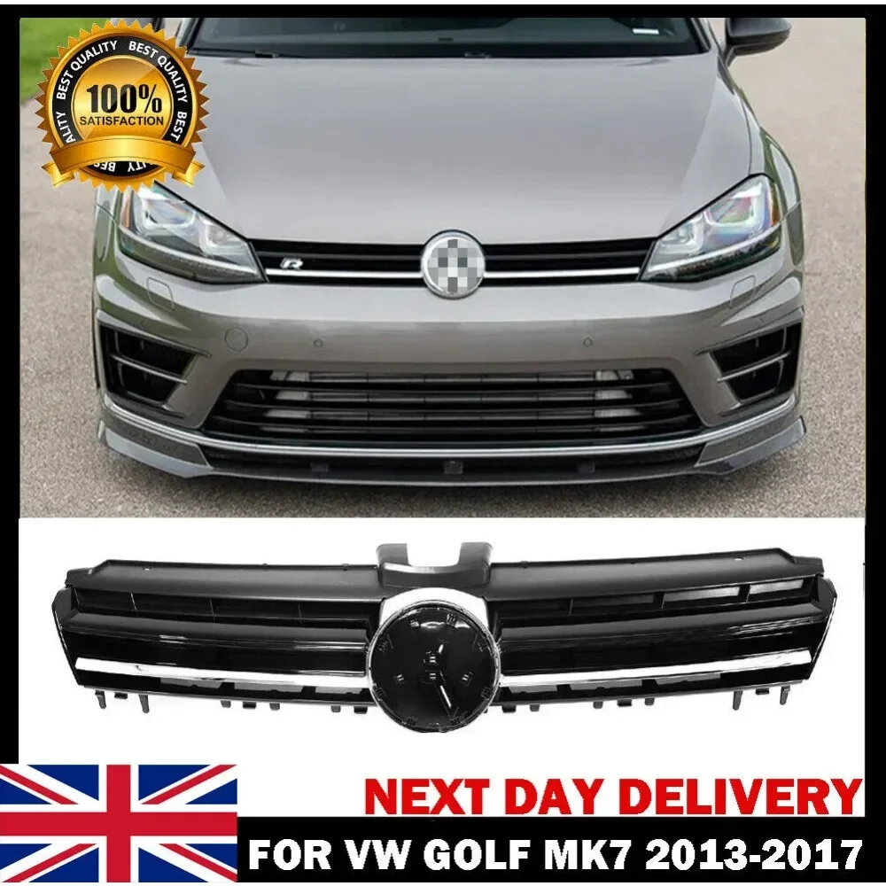 FOR VOLKSWAGEN VW GOLF MK7 2013 - 2017 FRONT MAIN CENTER RADIATOR GRILL + CHROME