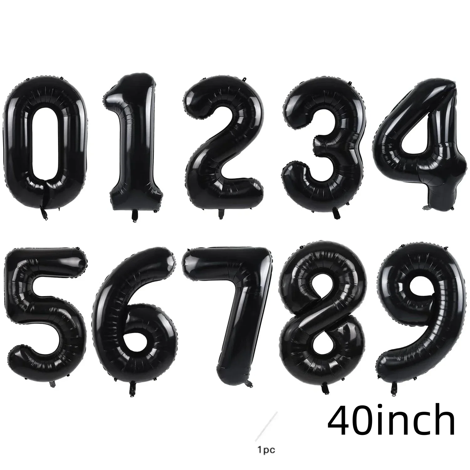 40 Zoll Schwarze Große Zahlenballons 0-9 Digital 1 Heliumballon Große Folienballons Dekorationen für Geburtstagsfeiern – Detail 2