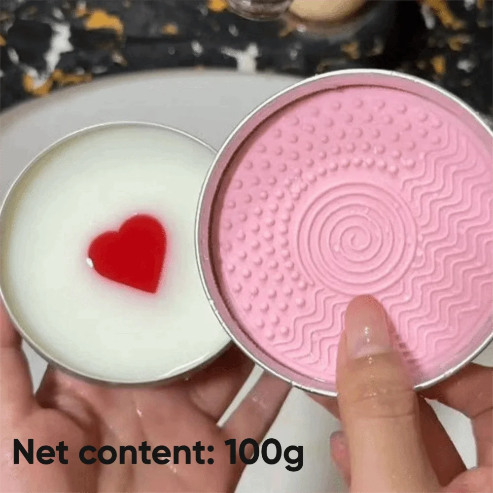 Deep Clean Makeup Brush Cleaner Soap with Silicone Mat Heart Shape Cosmetic Sponge Cleaner Quick-Dry Reusable Beauty Tool Washer view 6