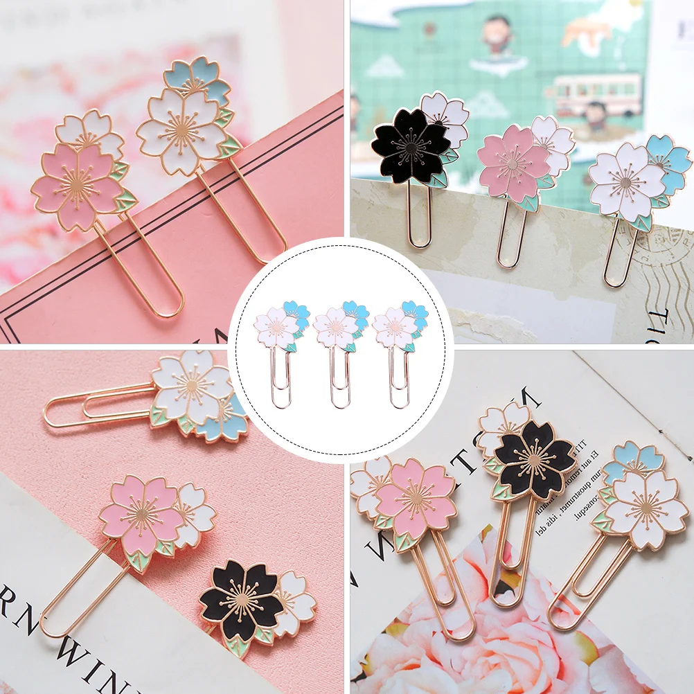 

3Pcs Creative Paper Clips Metal Bookmark Clip for School Office File Clamps Memo Notebook Decoration Supplies