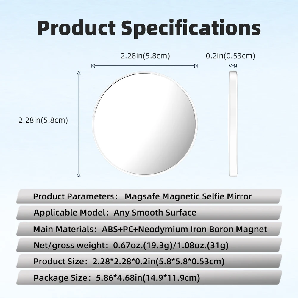 Magsafe携帯電話用の磁気セルフィーミラー,バックカメラ,メイクアップ,セルフィー,ビデオゲームアーティファクト
