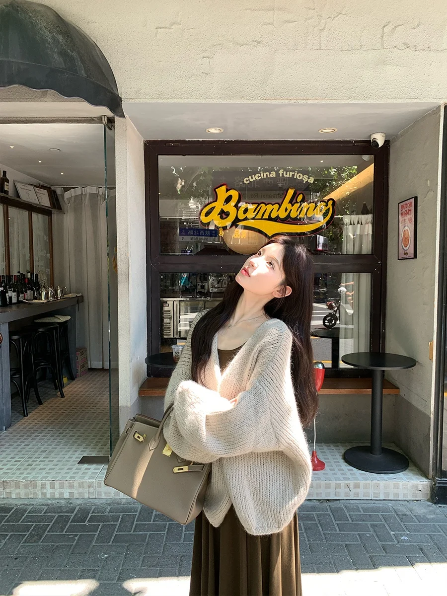 

Женский вязаный шерстяной кардиган Stevens Lazy Sle, свободного кроя, удлиненный, теплый, средней длины