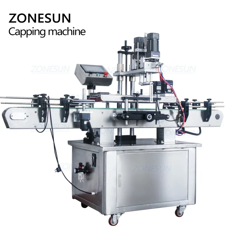 ZONESUN ZS-XG440 Auto Desktop Capping Machine Glass Plastic Bottle Capping Equipment for Perfume Shampoo Cosmetic Nail Polish