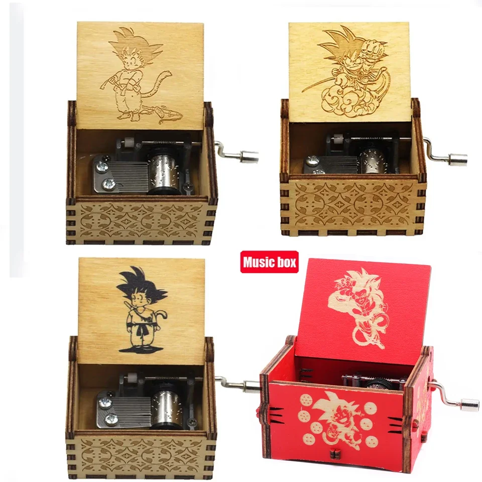 //Antik geschnitzte hölzerne Handkurbel Dragon Ball Spieluhr Actionfigur Sammlung Modell Spielzeug Geschenke Weihnachtsgeschenk Geburtstagsgeschenk