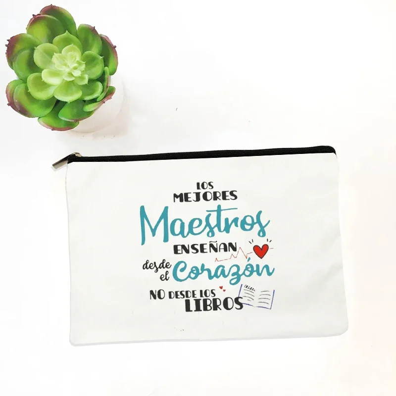 Bolsa de maquillaje con estampado español, el mejor regalo para el maestro, graduación, regalo de jubilación para profesores, bolsa de compras reutilizable, Bolsas para Mujer