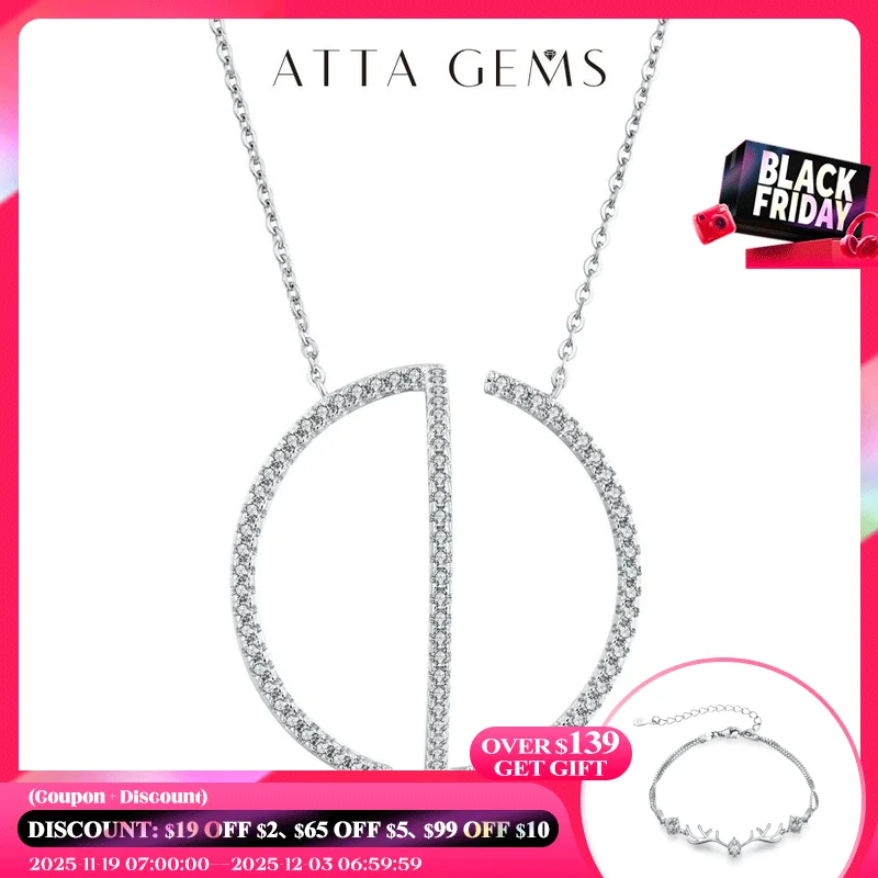 

Attagems 2022 New Round Cut Moissanite Necklace Diamond Pendant Necklace For Women Girls Party Gift Sterling Silver Fine Jewelry
