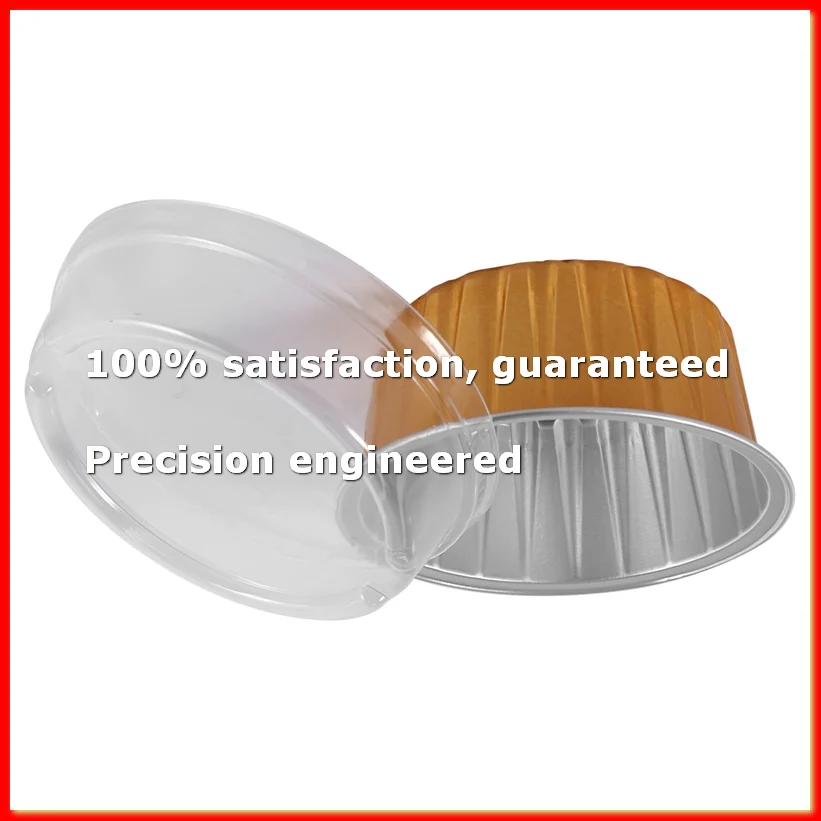 100Pcs Disposable Aluminum Foil Baking Cups Creme Brulee Dessert Oval Shape Cupcake Cups with Lids Cake Egg Tools-A09G