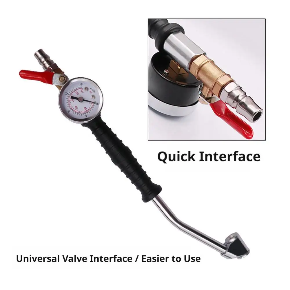 

Heavy Duty Tire Inflator Gauge (220psi), Dual Air Chuck For Car Truck, Universal Tire Pressure Manometro Repair Tool H7y8
