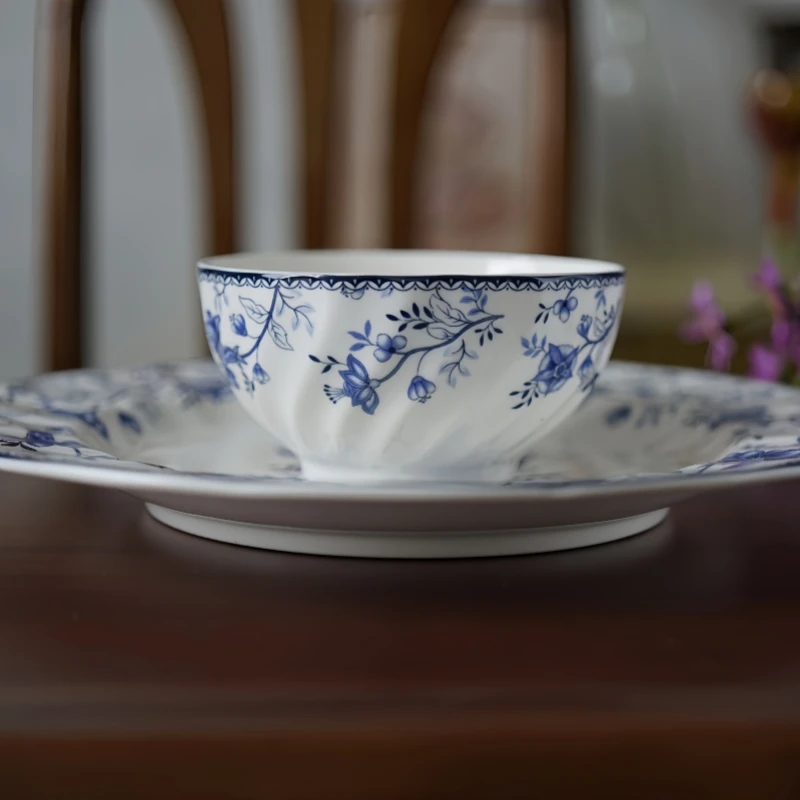 

New Vintage Blue And White Porcelain Cerc Dinnerware Set Luxury Fried Rice Plate Soup Plate Fine Steak Plate round ape
