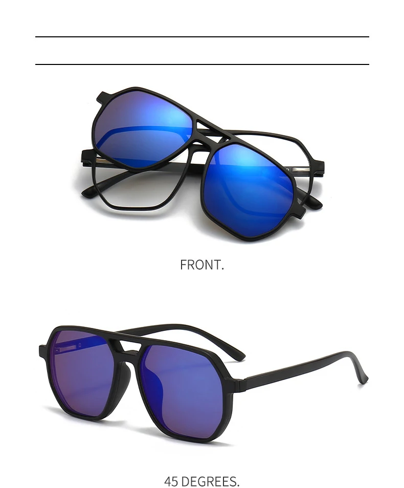 VCKA 6 In 1 Pilot Polarisierte Myopie Sonnenbrille 2025 NEUE Magnetische Clip Männer Frauen Gläser Optische Verordnung Brillen -0,5 bis -6,0 – Detail 10