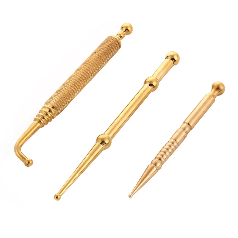 3 Pcs/Set Brass Eye Muscle Bar Facial Meridians Acupoint Tool Foot Scraping Stick Massage Pen Point Pointing Stick Protable