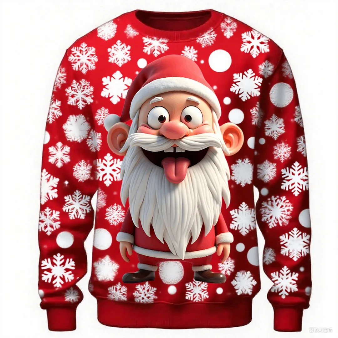 

Fashion Men's Round Neck Sweatshirt Christmas Santa Claus Printed Hoodie Autumn Winter Casual Hoody Street Harajuku Men Clothing