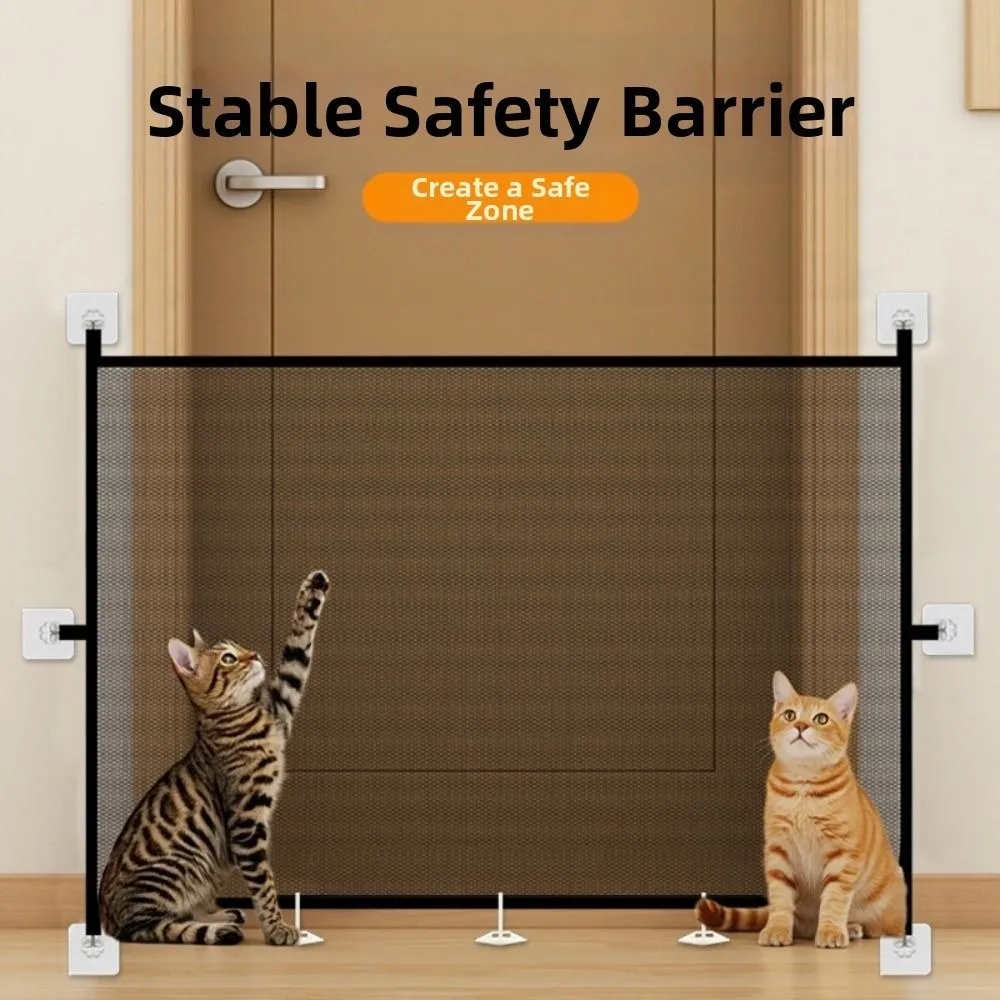 New Portable Retractable Pet Barrier Fences Folding Mesh Pet Safety Gate with Hooks Anti-Escape Dog Isolation Gate Stairs